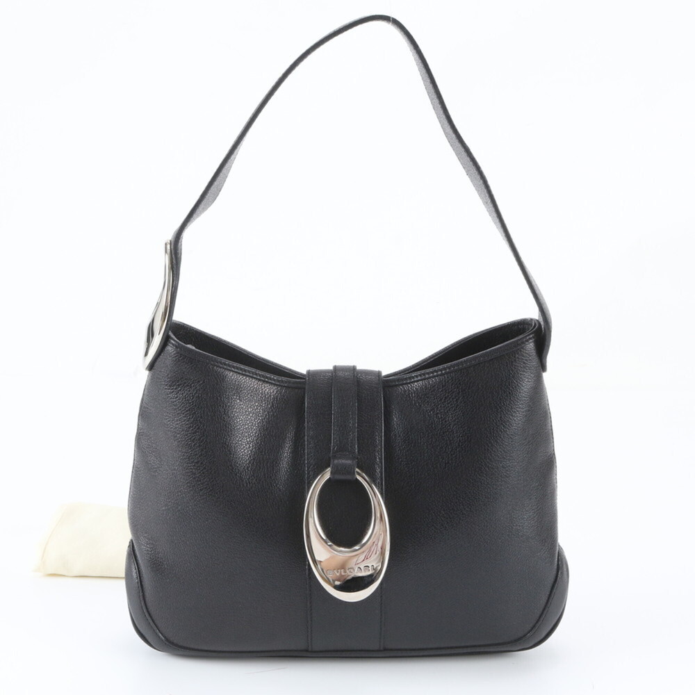 Bvlgari Hobo Leather Shoulder Bag, One-Shoulder Tote Handbag, Black, Women's
